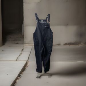 Yeokou Barrel Overalls Jumper Womens Size XL Black Denim Pockets
